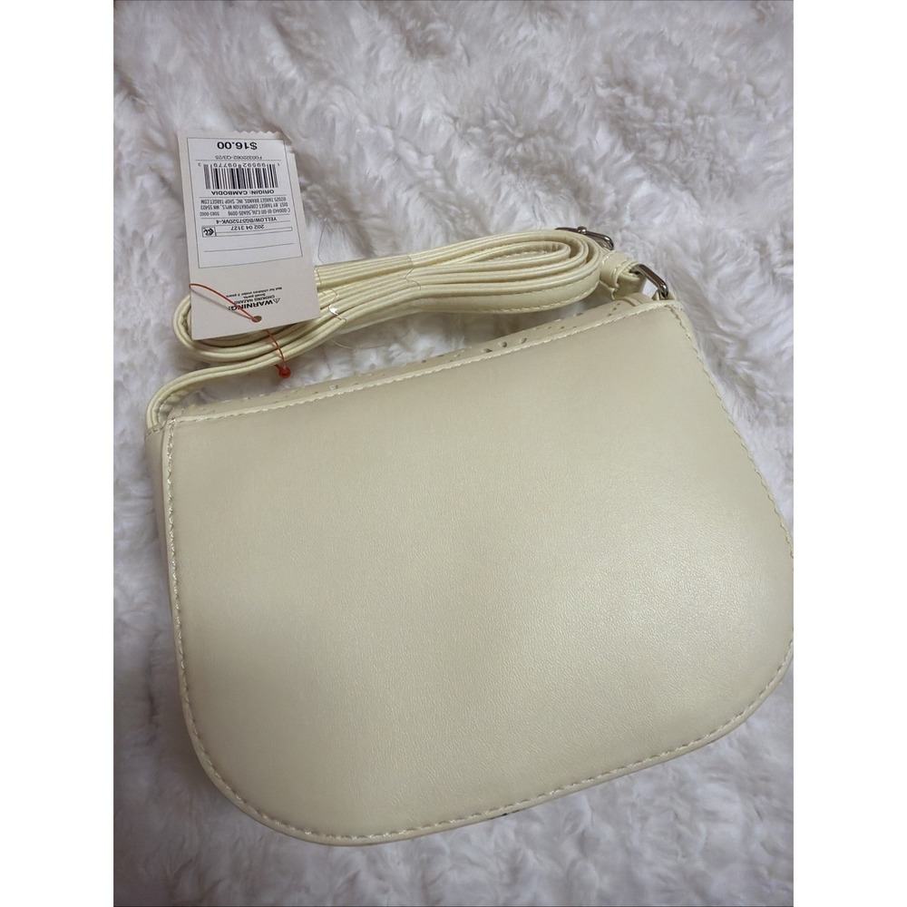 Cat & Jack Yellow Cream Laser Cut Floral Saddle Crossbody Purse Kids NWT - Picture 4 of 6